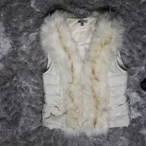 White Faux Fur Vest M